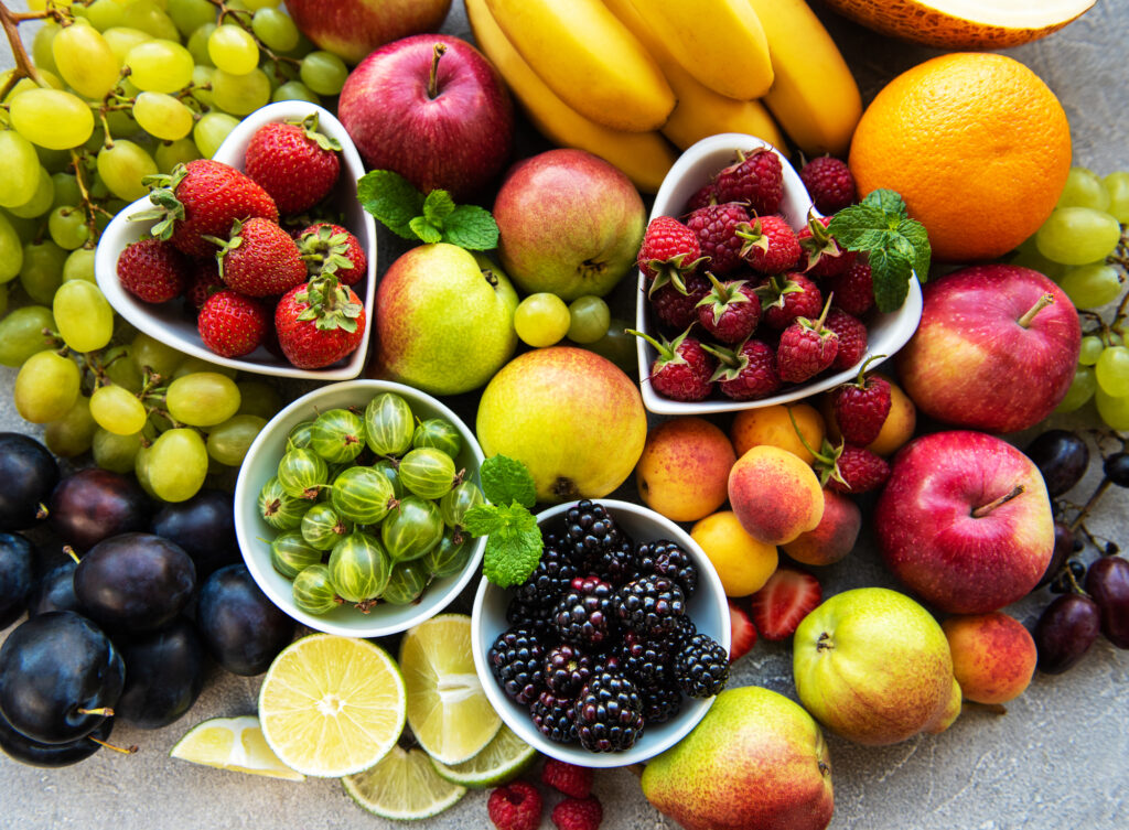 Fresh summer fruits and berries. 