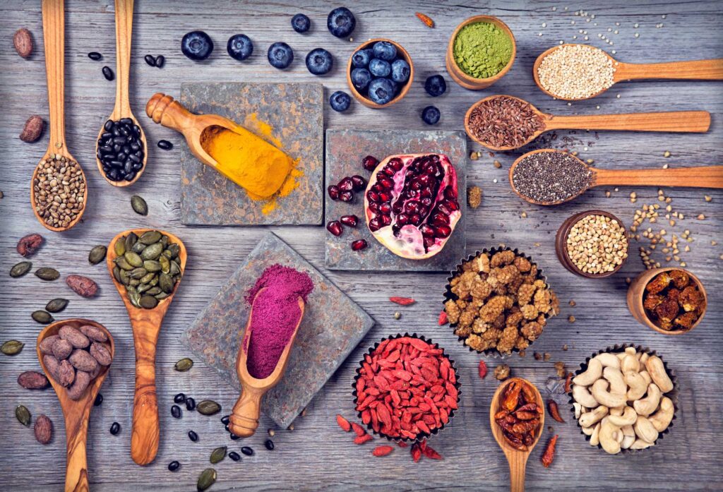 Superfoods such as berries, nuts, seeds, and legumes are known for their high nutritional density.