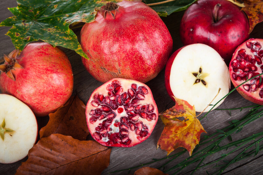 Pomegranate fruit is high in Vitamin C and rich in antioxidants. 